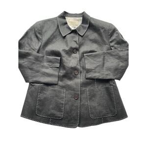 Women's Vintage Neiman Marcus Black Lightweight Linen Jacket Blazer Size 8